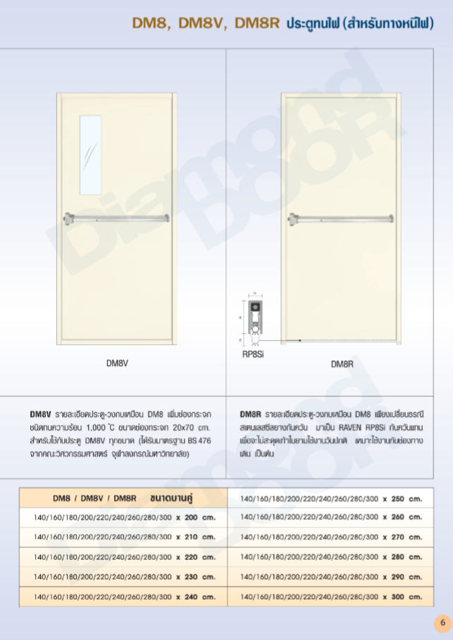 ประตูเหล็กทนไฟ DM8  - Diamond Door ไดมอนด์ดอร์